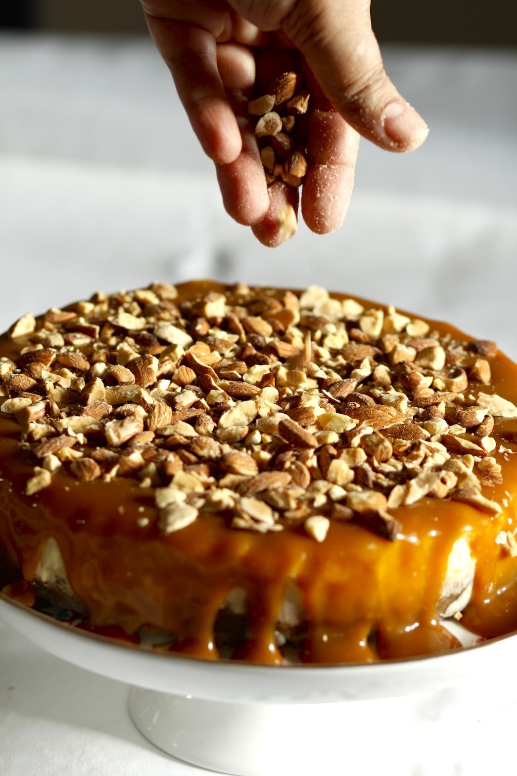 BUTTER ROASTED ALMOND AND SALTED CARAMEL CHEESECAKE